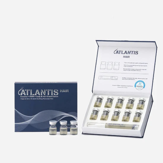 Atlantis Hair Exosome + PDRN + Scalp & Hair Growth Factors (Ampoule 5ml x 10ks  & Soothing Moisturizer 15ml x 1)