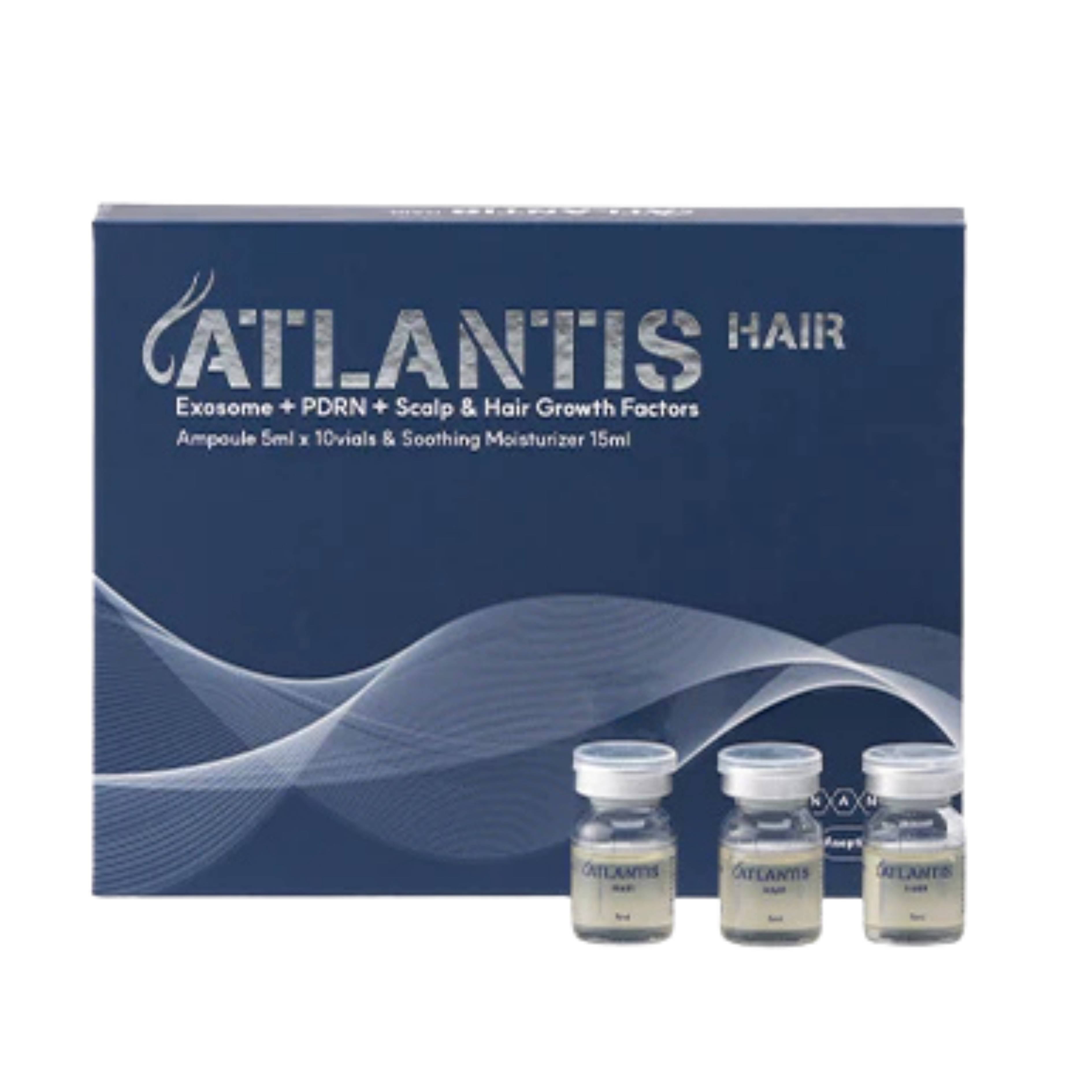 Atlantis Hair Exosome + PDRN + Scalp & Hair Growth Factors (Ampoule 5ml x 10ks  & Soothing Moisturizer 15ml x 1)